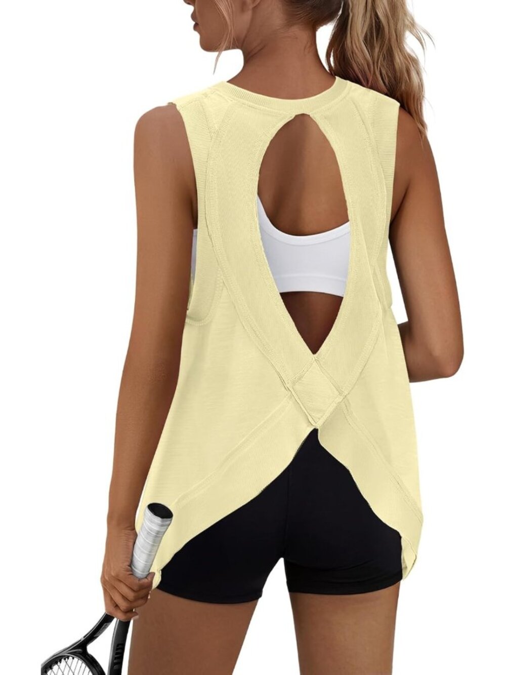 Open Back Sleeveless Athletic Tank Top for Women - Workout Gym Shirt
